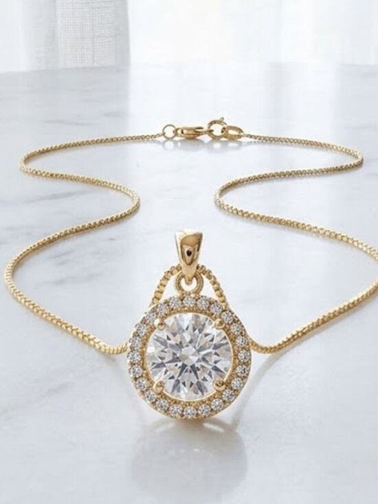 Elizabeth Besich Jewelry - Round Crystal Necklace - Ladies Elegant Round Necklace